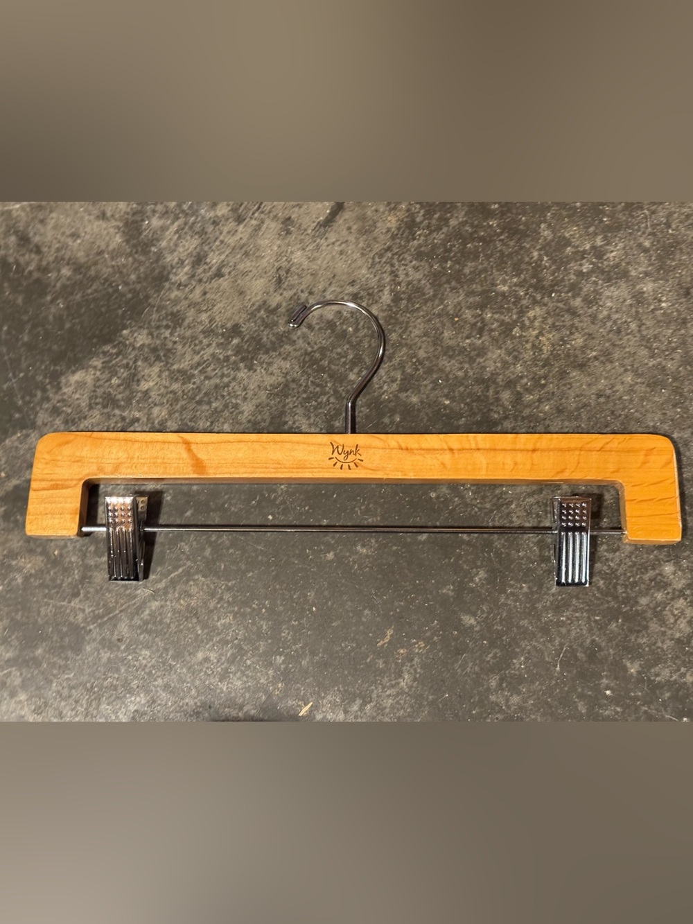 Wooden Clip Hanger with Metal Bar - Natural Wood & Silver